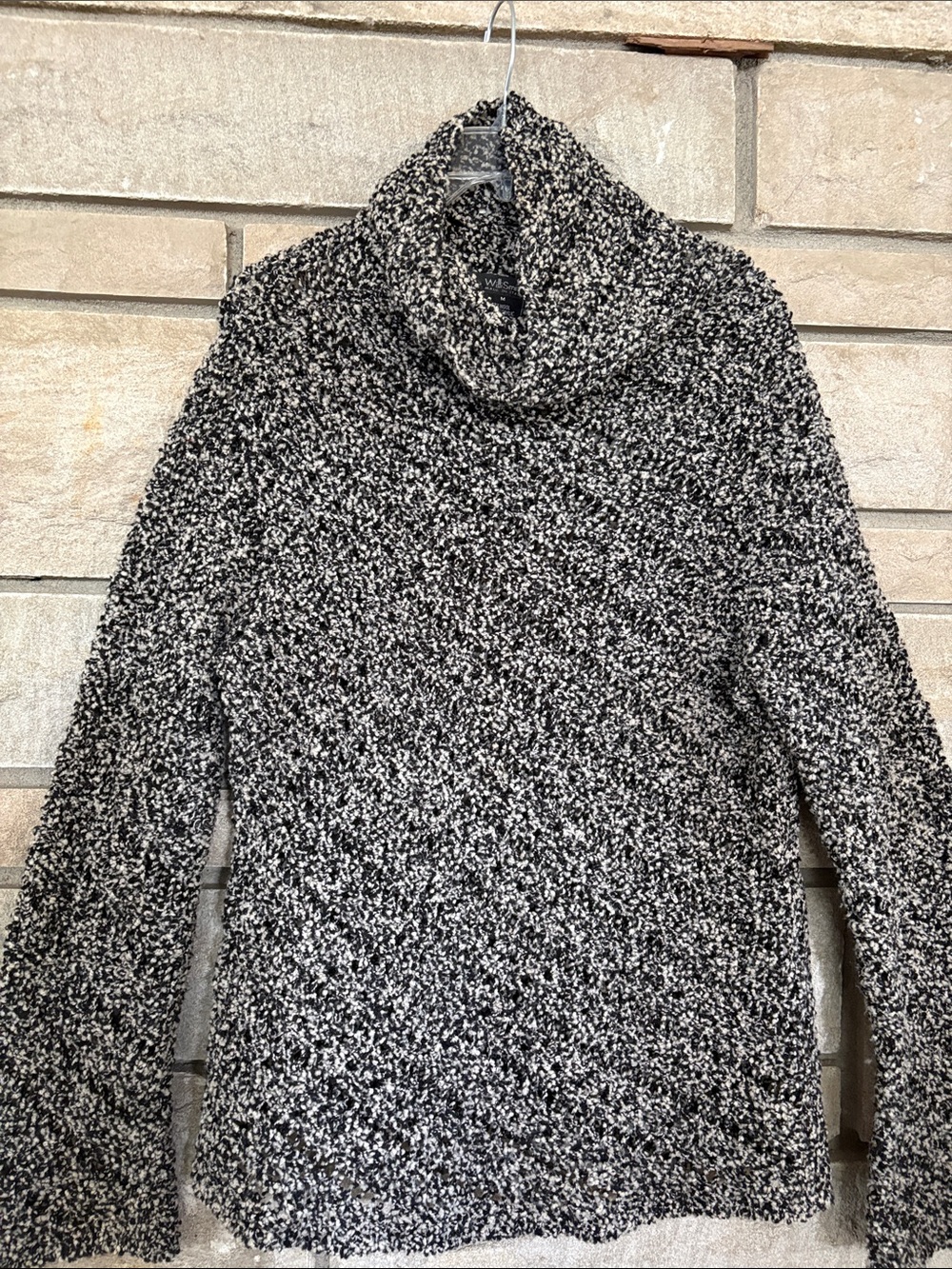 Willi Smith Black & White Marled Cowl Neck Sweater